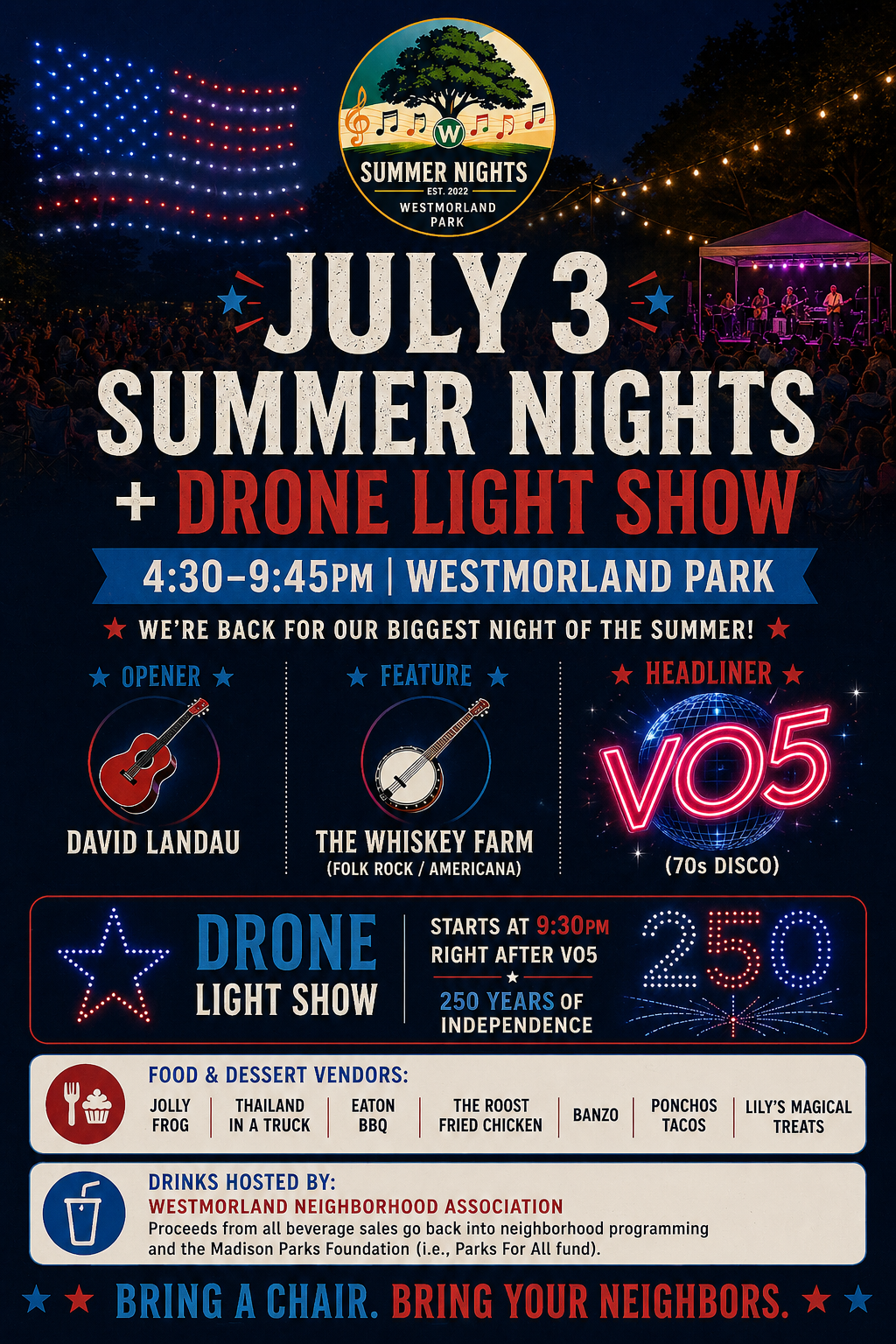 July 3rd flyer for Summer Nights 2026
